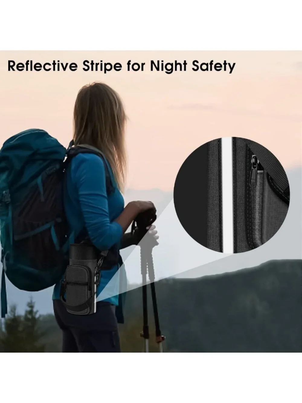 Adjustable Water Bottle Carrier Sling Bag with Pockets for Hiking & Travel